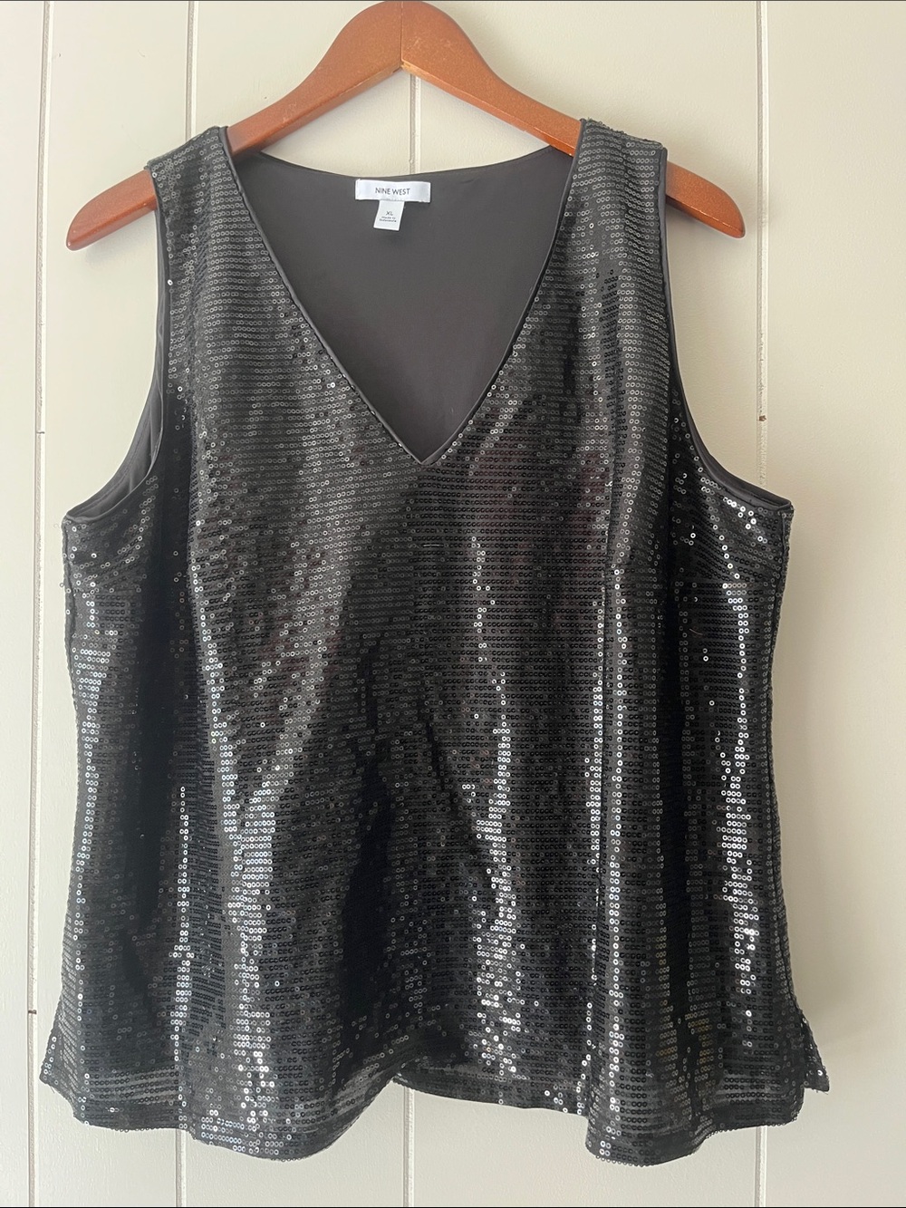 Nine West Black Sequin V-Neck Camisole